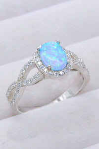 925 Sterling Silver Opal Halo Ring - Victoria Black LabelDebby fashion collection 
