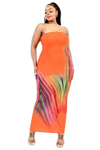 Plus Sleeveless Color Gradient Tube Top Maxi Dress - DebbyfashioncollectionDebby fashion collection 