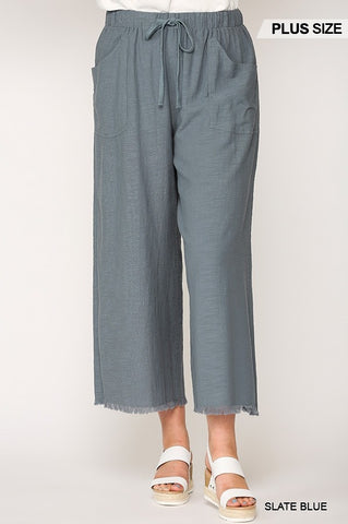 Frayed Wide Leg Pants With Pockets - DebbyfashioncollectionDebby fashion collection 
