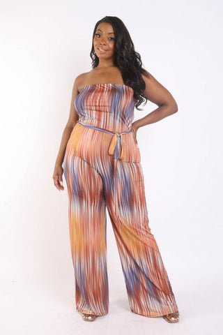 Printed Tube Jumpsuit With Self Belt - DebbyfashioncollectionDebby fashion collection 