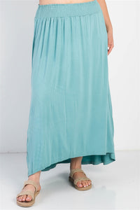 Plus Sage Smocked Waist Maxi Skirt - DebbyfashioncollectionDebby fashion collection 