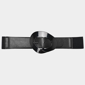Fashion Oval Shape Buckle Elastic Belt - Victoria Black LabelDebby fashion collection 