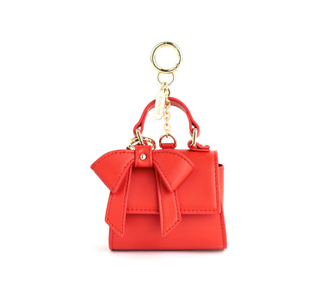 Cottontail Mini - Red Vegan Leather Bag Keychain